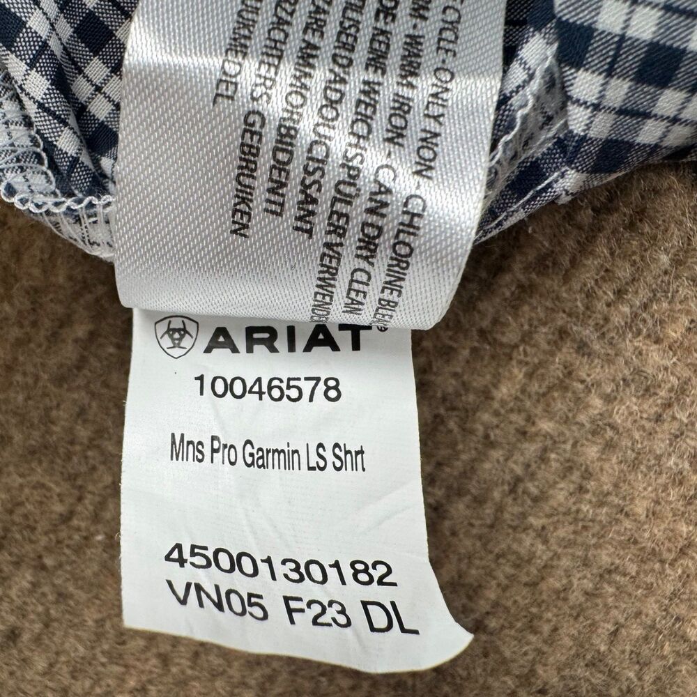 Ariat Pro Series Garmin Shirt  Men's M Long Sleeve Blue/White - Picture 8 of 12